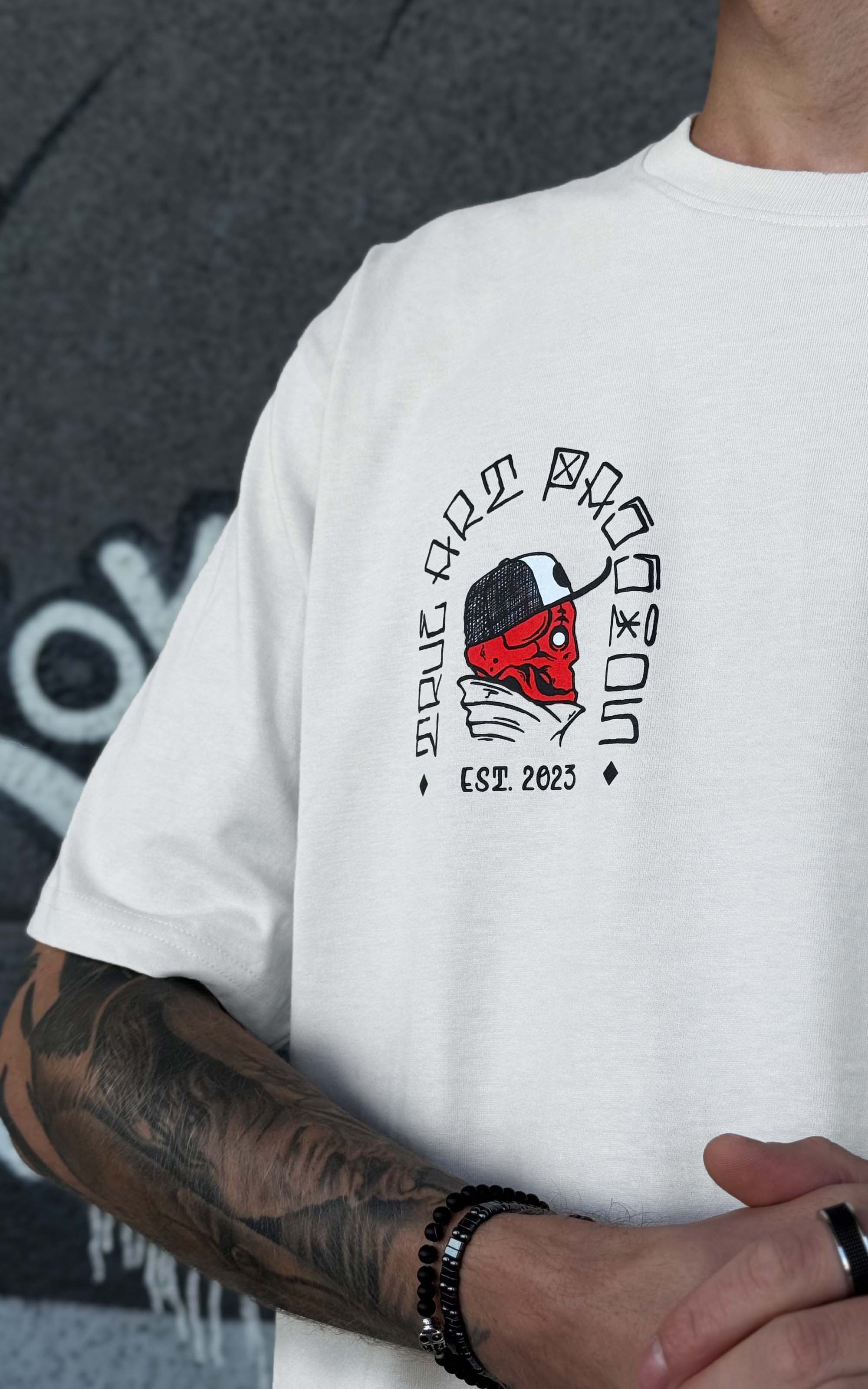 Collection of Red Sullen Head - Oversized Tee 190GSM in a gallery layout